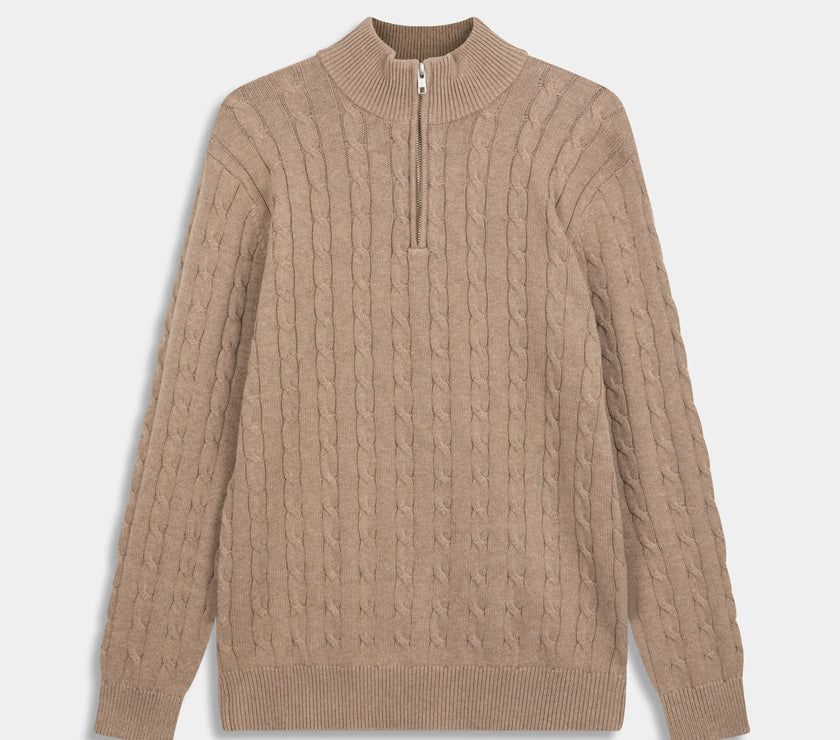 Cableknit Zip Sweater